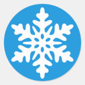 ホワイトスノーフレーク付きブルークリスマス封筒用シール ラウンドシール (正面)