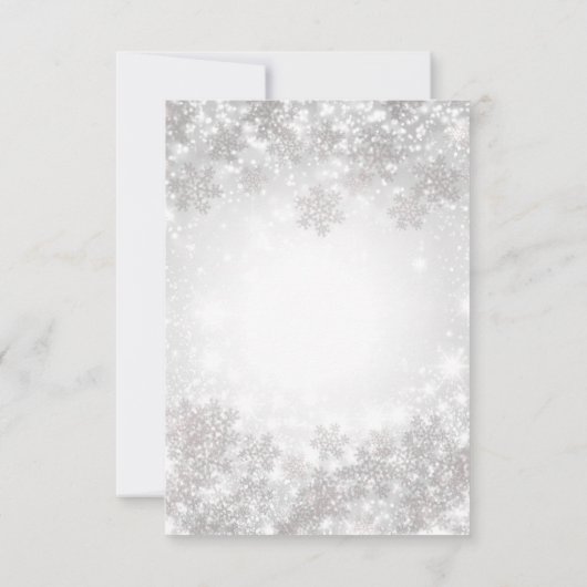 ホワイトスノーフレーク冬ワンダーランドウェディングRSVP 招待状 (裏面)