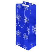 ホワイトスノーフレーク明るい青の背景 ワインギフトバッグ (裏面アングル)