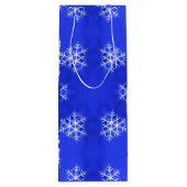 ホワイトスノーフレーク明るい青の背景 ワインギフトバッグ (裏面)