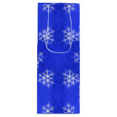 ホワイトスノーフレーク明るい青の背景 ワインギフトバッグ (正面)