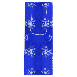 ホワイトスノーフレーク明るい青の背景 ワインギフトバッグ