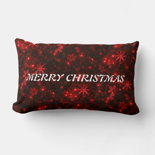 ホワイトスノーフレーク深いレッドバックグド装飾用クッションルンバー ランバークッション (正面)