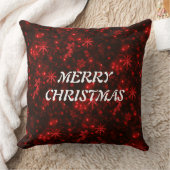 ホワイトスノーフレーク深いレッドバックグラウンド装飾用クッション クッション (ブランケット)