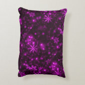 ホワイトスノーフレーク深い紫の背景 アクセントクッション (裏面(縦))