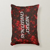 ホワイトスノーフレーク深い赤背景枕 アクセントクッション (正面(垂直))