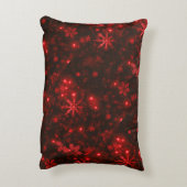 ホワイトスノーフレーク深い赤背景枕 アクセントクッション (裏面(縦))
