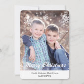 ホワイトスノーフレーク縁どフォトグレーフラットカード (正面)