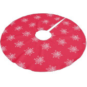 ホワイトスノーフレーク赤の背景カスタムのツリースカート ブラッシュドポリエステルツリースカート (アングル)