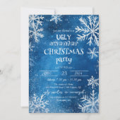 ホワイトスノーフレーク醜いセータークリスマスパーティー 招待状 (正面)