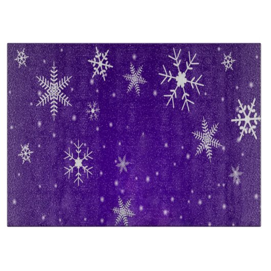 ホワイトスノーフレーク青紫色ガラスのカッティングボード カッティングボード (正面)