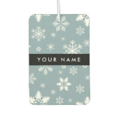 ホワイトスノーフレーク，グレー，あなたの名前，パーソナライズ カーエアーフレッシュナー (正面)