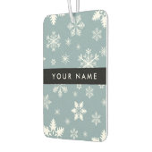 ホワイトスノーフレーク，グレー，あなたの名前，パーソナライズ カーエアーフレッシュナー (左)