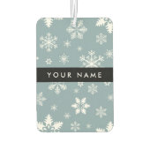 ホワイトスノーフレーク，グレー，あなたの名前，パーソナライズ カーエアーフレッシュナー (裏面)
