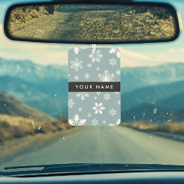 ホワイトスノーフレーク，グレー，あなたの名前，パーソナライズ カーエアーフレッシュナー