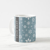 ホワイトスノーフレーク,グレー,あなたの名前,パーソナライズ コーヒーマグカップ (正面左)