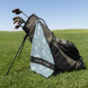 ホワイトスノーフレーク，グレー，あなたの名前，パーソナライズ ゴルフタオル