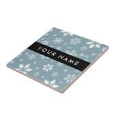 ホワイトスノーフレーク,グレー,あなたの名前,パーソナライズ タイル (側面)