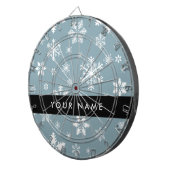 ホワイトスノーフレーク,グレー,あなたの名前,パーソナライズ ダーツボード (正面右)