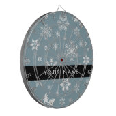 ホワイトスノーフレーク,グレー,あなたの名前,パーソナライズ ダーツボード (正面左)