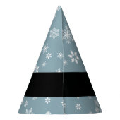 ホワイトスノーフレーク，グレー，あなたの名前，パーソナライズ パーティーハット (裏面)