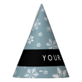 ホワイトスノーフレーク，グレー，あなたの名前，パーソナライズ パーティーハット (左)