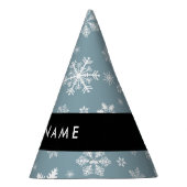 ホワイトスノーフレーク，グレー，あなたの名前，パーソナライズ パーティーハット (右)