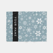 ホワイトスノーフレーク,グレー,あなたの名前,パーソナライズ フリースブランケット (正面(横))