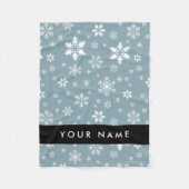 ホワイトスノーフレーク,グレー,あなたの名前,パーソナライズ フリースブランケット (正面)