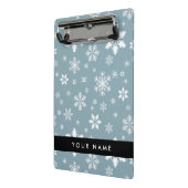 ホワイトスノーフレーク，グレー，あなたの名前，パーソナライズ ミニクリップボード (アングル2)