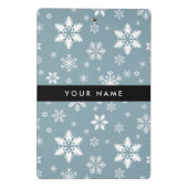 ホワイトスノーフレーク，グレー，あなたの名前，パーソナライズ ミニクリップボード (裏面)