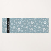 ホワイトスノーフレーク,グレー,あなたの名前,パーソナライズ ヨガマット (正面(横))