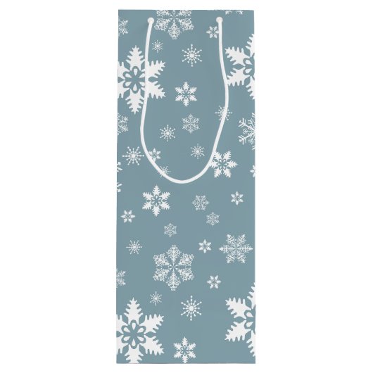 ホワイトスノーフレーク,グレー,あなたの名前,パーソナライズ ワインギフトバッグ (裏面)