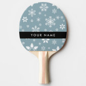 ホワイトスノーフレーク，グレー，あなたの名前，パーソナライズ 卓球ラケット (正面)