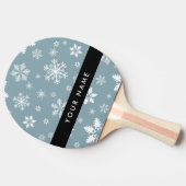 ホワイトスノーフレーク，グレー，あなたの名前，パーソナライズ 卓球ラケット (横)