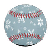 ホワイトスノーフレーク，グレー，あなたの名前，パーソナライズ 野球ボール (裏面)