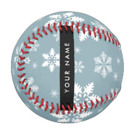 ホワイトスノーフレーク，グレー，あなたの名前，パーソナライズ 野球ボール