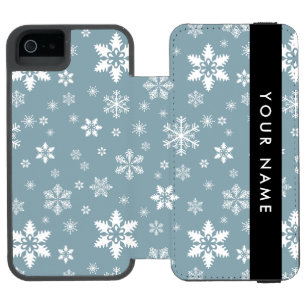 ホワイトスノーフレーク，グレー，あなたの名前，パーソナライズ iPhone SE/5/5sウォレットケース