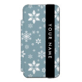 ホワイトスノーフレーク，グレー，あなたの名前，パーソナライズ INCIPIO iPhoneウォレットケース (フォリオ 正面)
