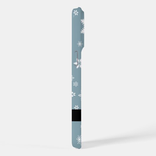 ホワイトスノーフレーク，グレー，あなたの名前，パーソナライズ iPhoneケース (右側面)