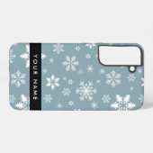 ホワイトスノーフレーク,グレー,あなたの名前,パーソナライズ SAMSUNG GALAXYケース (裏面横)