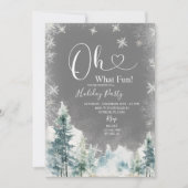 ホワイトスノーフレーク&パインツリーズホリデーパーティー 招待状 (正面)