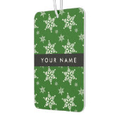 ホワイトスノーフレーク，緑，あなたの名前，パーソナライズ カーエアーフレッシュナー (左)