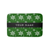 ホワイトスノーフレーク，緑，あなたの名前，パーソナライズ バスマット (正面)