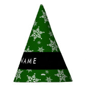 ホワイトスノーフレーク，緑，あなたの名前，パーソナライズ パーティーハット (右)