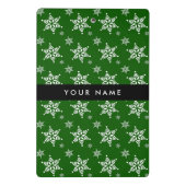 ホワイトスノーフレーク，緑，あなたの名前，パーソナライズ ミニクリップボード (裏面)