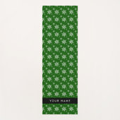 ホワイトスノーフレーク,緑,あなたの名前,パーソナライズ ヨガマット (正面)