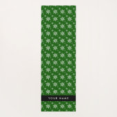 ホワイトスノーフレーク,緑,あなたの名前,パーソナライズ ヨガマット (裏面)