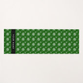 ホワイトスノーフレーク,緑,あなたの名前,パーソナライズ ヨガマット (正面(横))