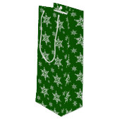 ホワイトスノーフレーク,緑,あなたの名前,パーソナライズ ワインギフトバッグ (裏面アングル)